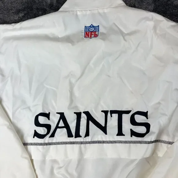 Vtg 90s Saints Reebok Spellout 1/4 Zip Windbreaker Jacket Mock Neck Men's M* NFL - Picture 10 of 12